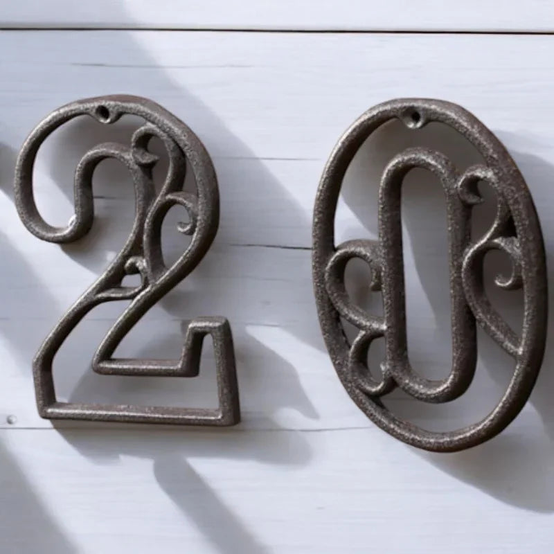 House Property Number Cast Iron Rustic Scroll - The Renmy Store Homewares & Gifts