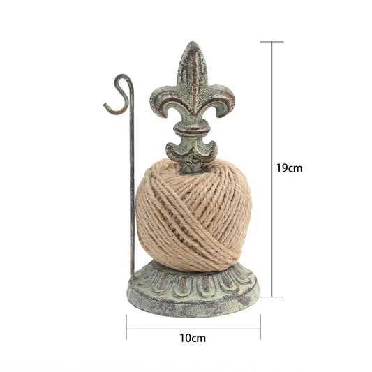 French Provincial Cast Iron Twine Holder & Rope Dispenser | Vintage Fleur de Lis String Holder