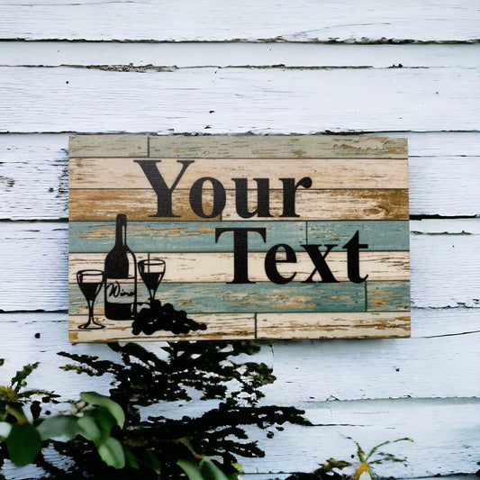 Wine Vintage Rustic Blue Custom Personalised Sign - The Renmy Store Homewares & Gifts