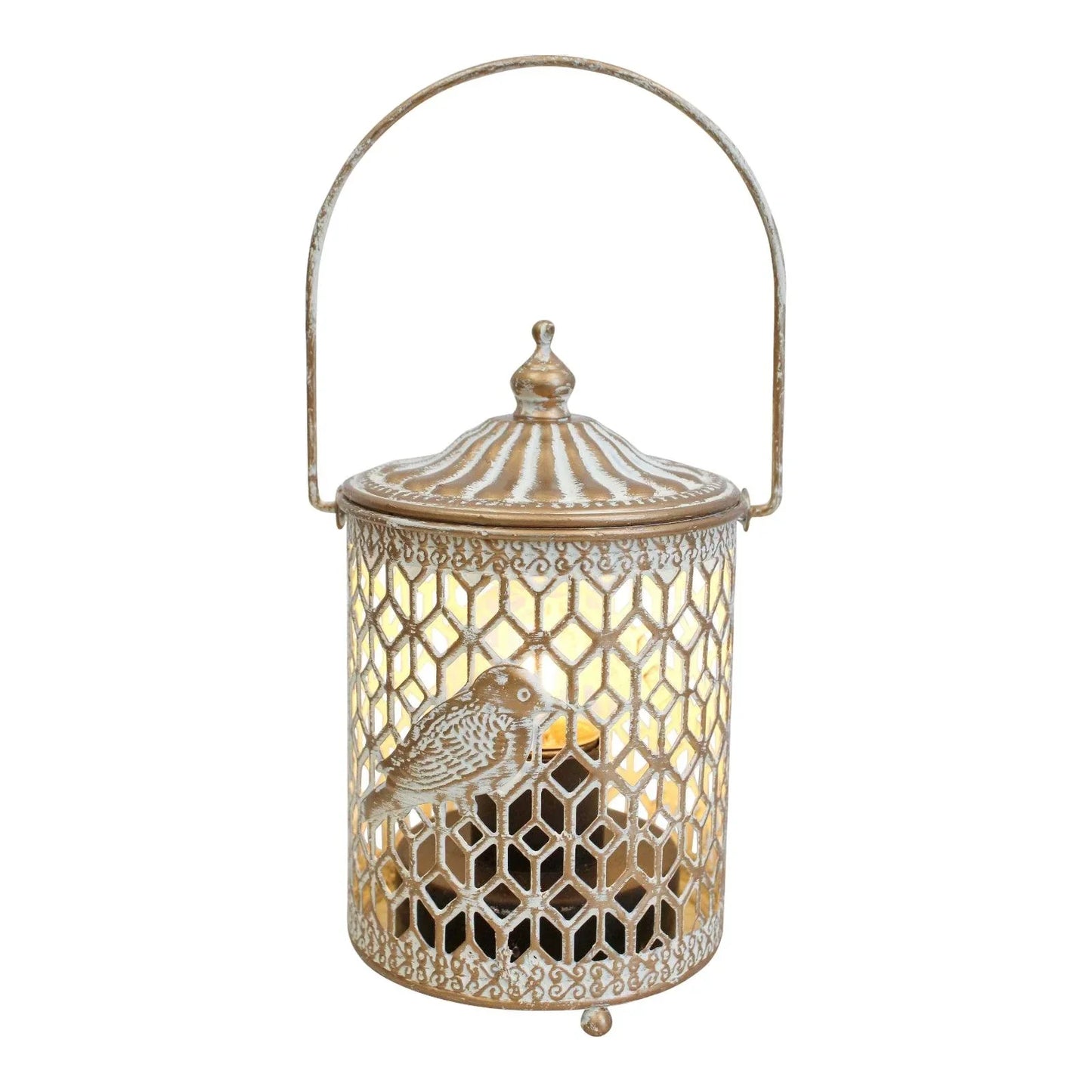 Lantern Light LED Rustic Bird Gold - The Renmy Store Homewares & Gifts