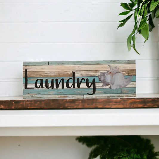 White Shell Mint Rustic Sign Toilet Laundry Bathroom - The Renmy Store Homewares & Gifts
