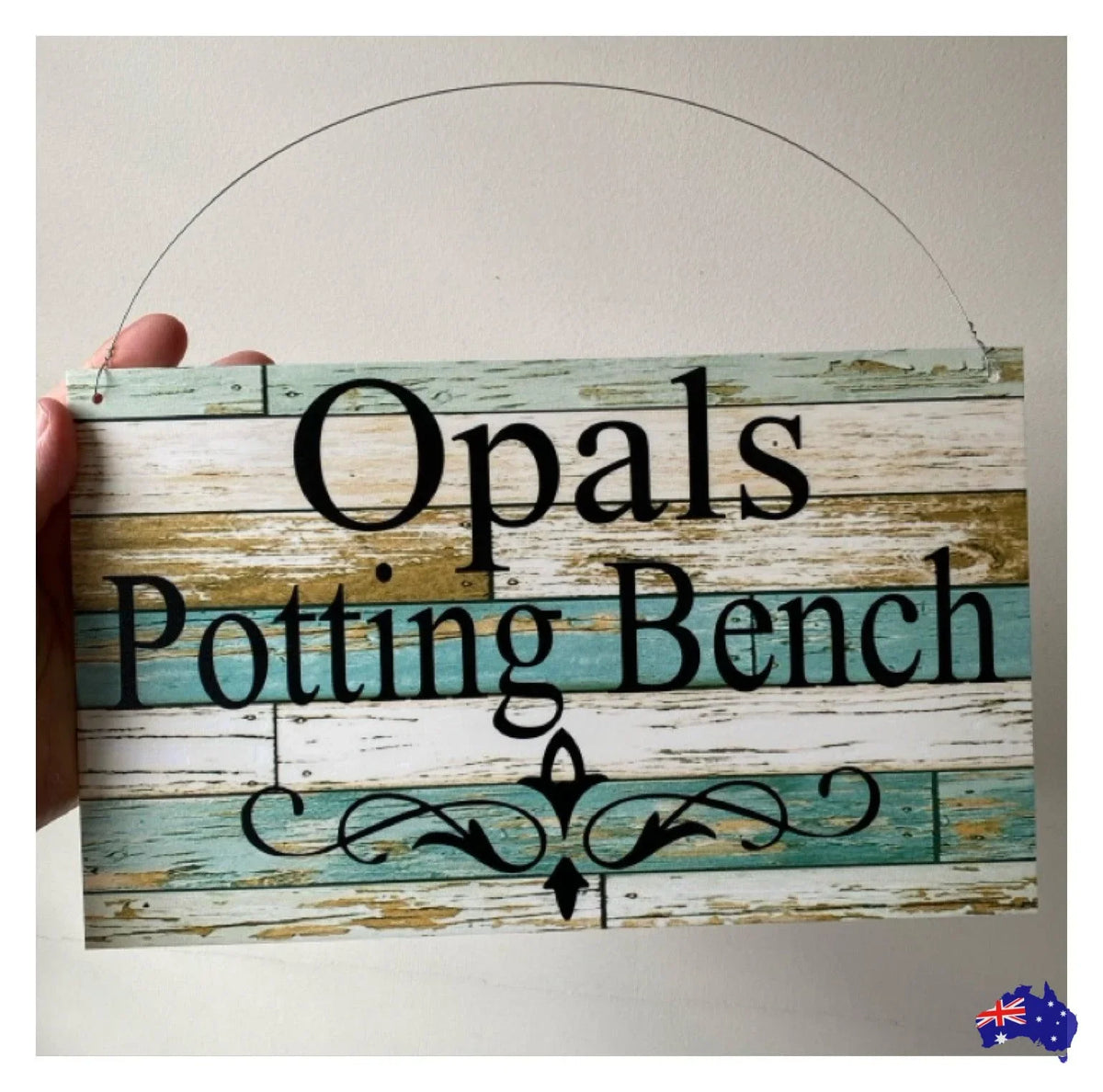 Custom Personalised Blue Timber Look Sign - The Renmy Store Homewares & Gifts