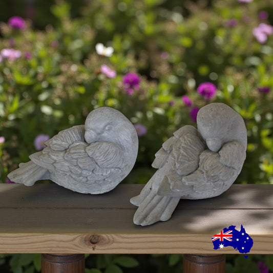 Handmade Concrete Parrot Bird | Cottage Shabby Chic Garden Decor - Australian Made