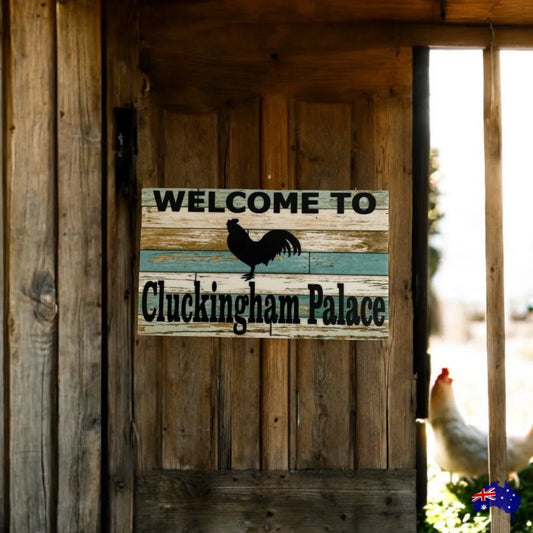 Cluckingham Palace Chicken Coop Rustic Blue Sign - The Renmy Store Homewares & Gifts