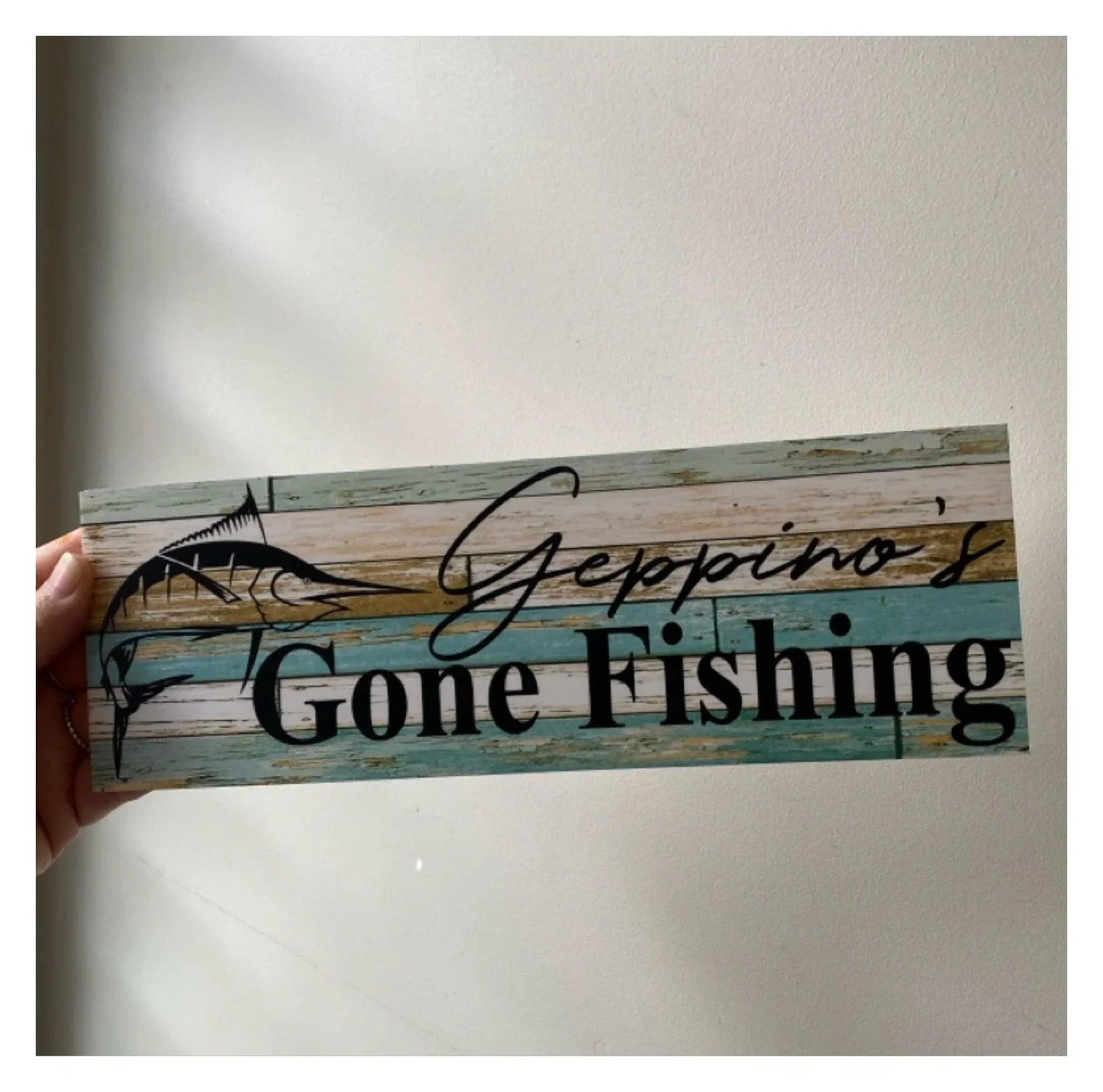 Gone Fishing with Marlin Fish Blue Sign - The Renmy Store Homewares & Gifts