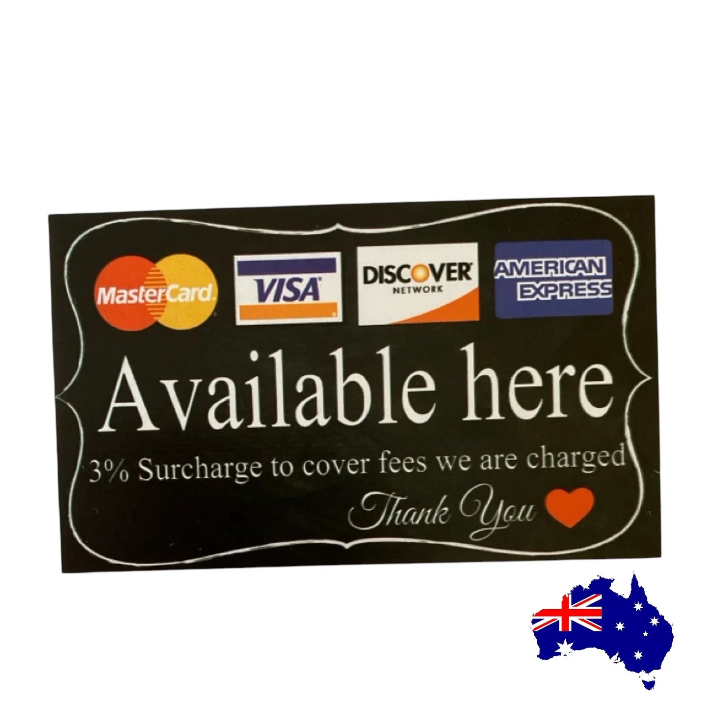 Payment VISA American Express Business Retail Surcharges Sign - The Renmy Store Homewares & Gifts