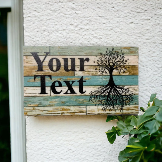 Tree of Life Roots Custom Personalised Blue Sign - The Renmy Store Homewares & Gifts