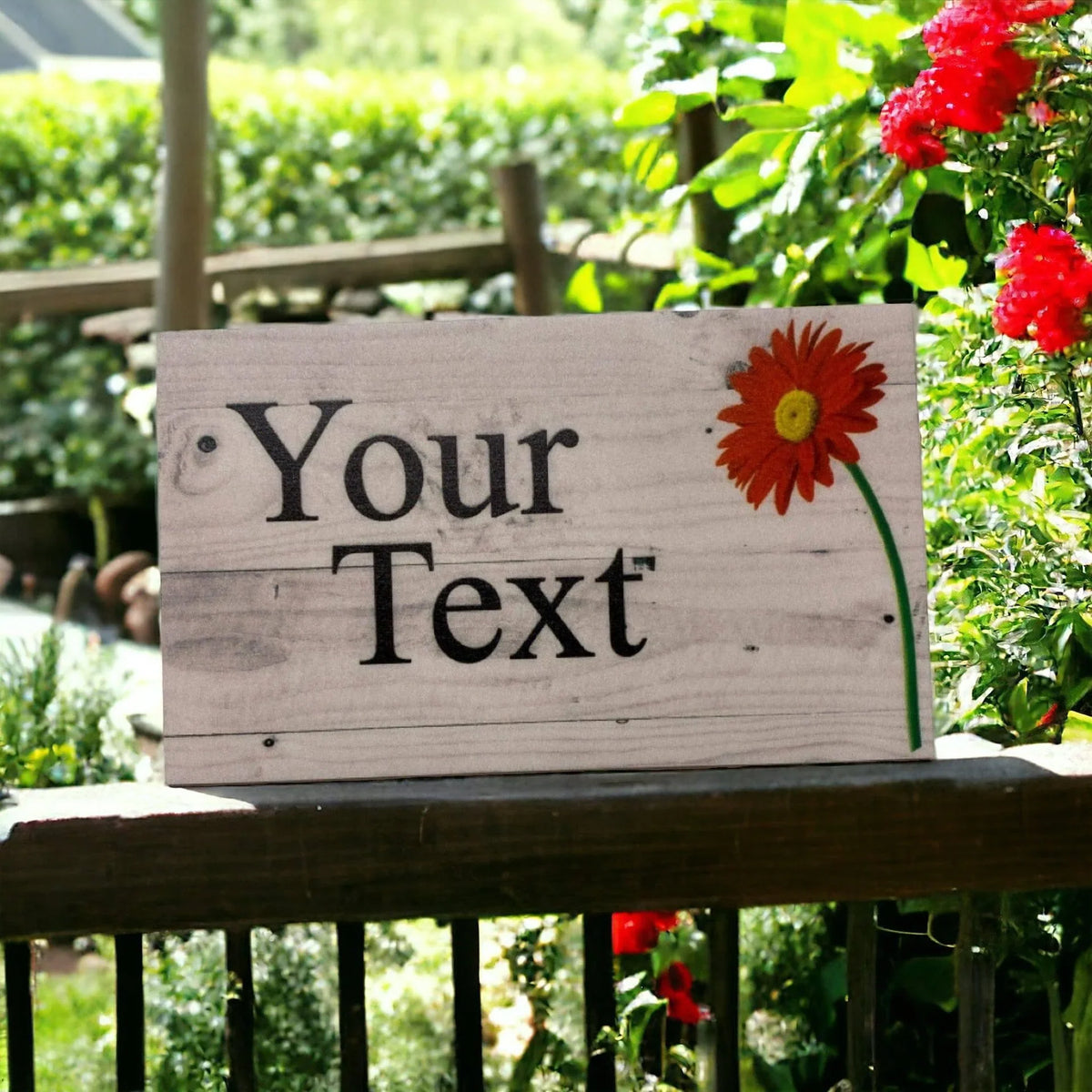 Gerbera Flower Red Custom Personalised Sign - The Renmy Store Homewares & Gifts