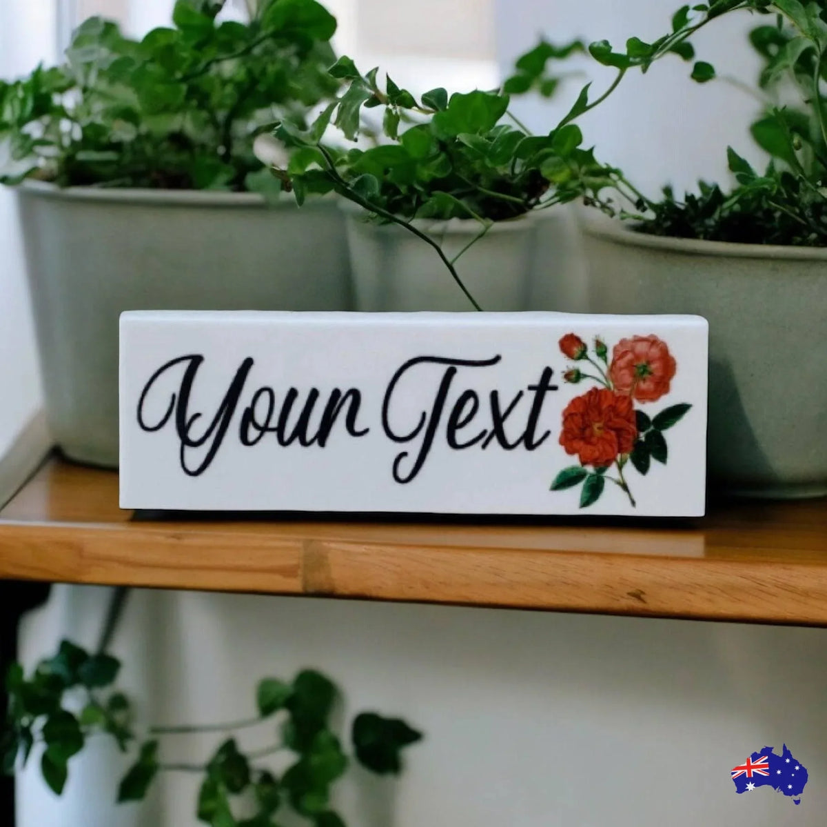 Custom Personalised Your Text Red Rose Sign - The Renmy Store Homewares & Gifts