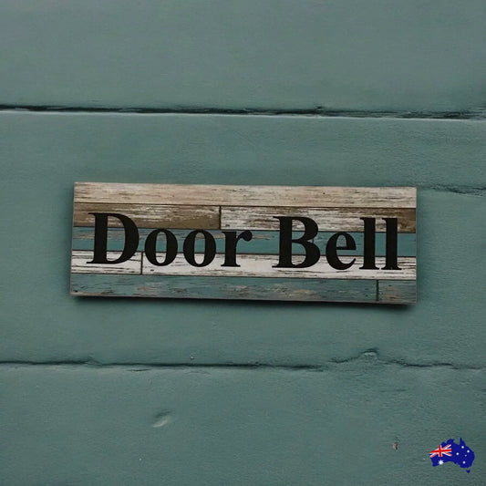 Door Bell Blue Timber Style Sign - The Renmy Store Homewares & Gifts
