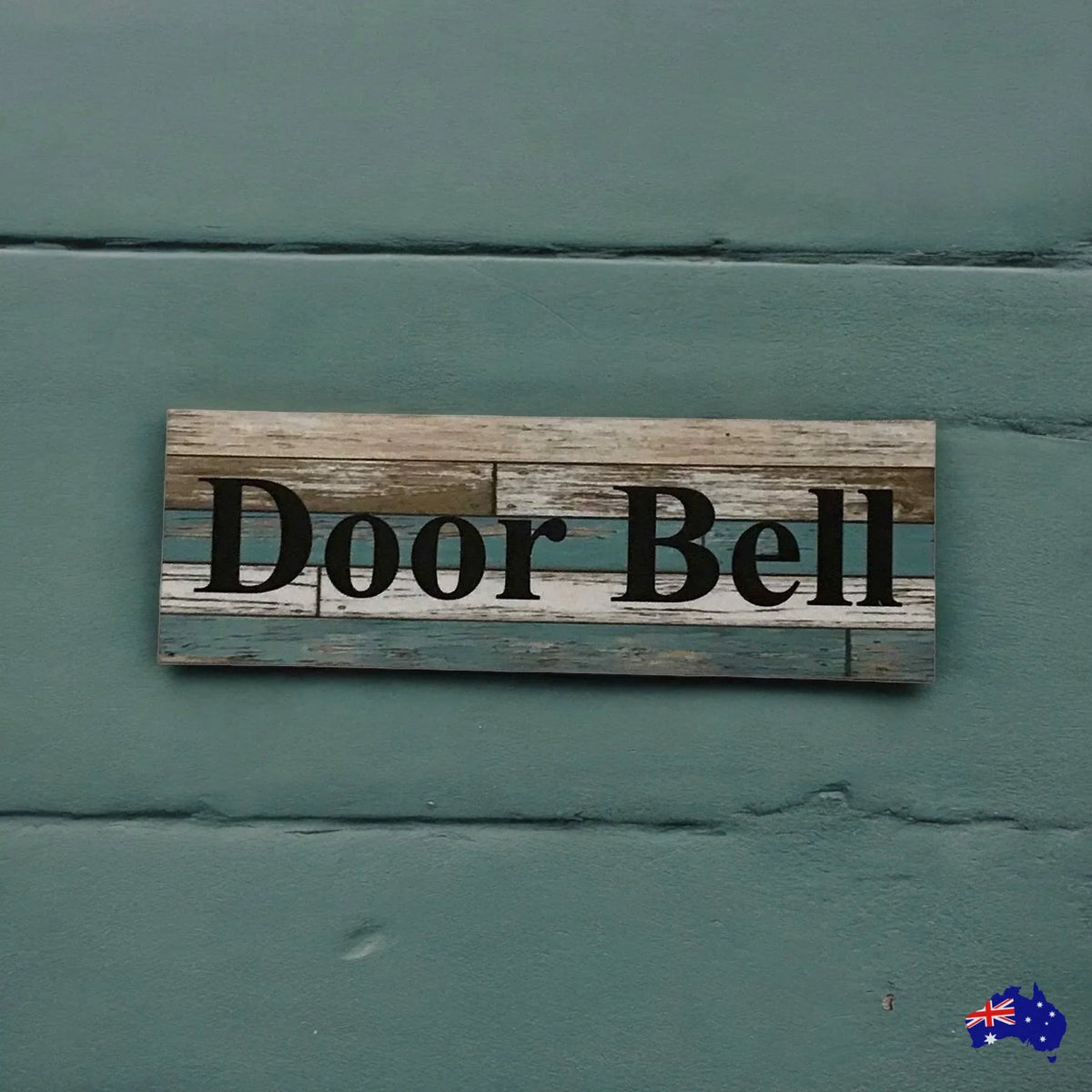 Door Bell Blue Timber Style Sign - The Renmy Store Homewares & Gifts