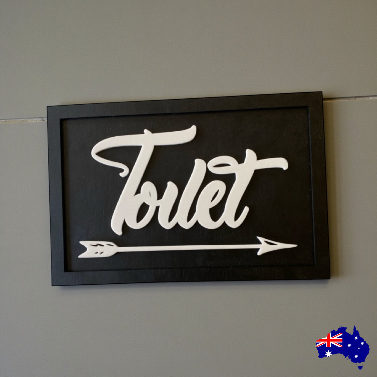 Custom Timber Sign - Personalised Toilet Arrow - Australian Made
