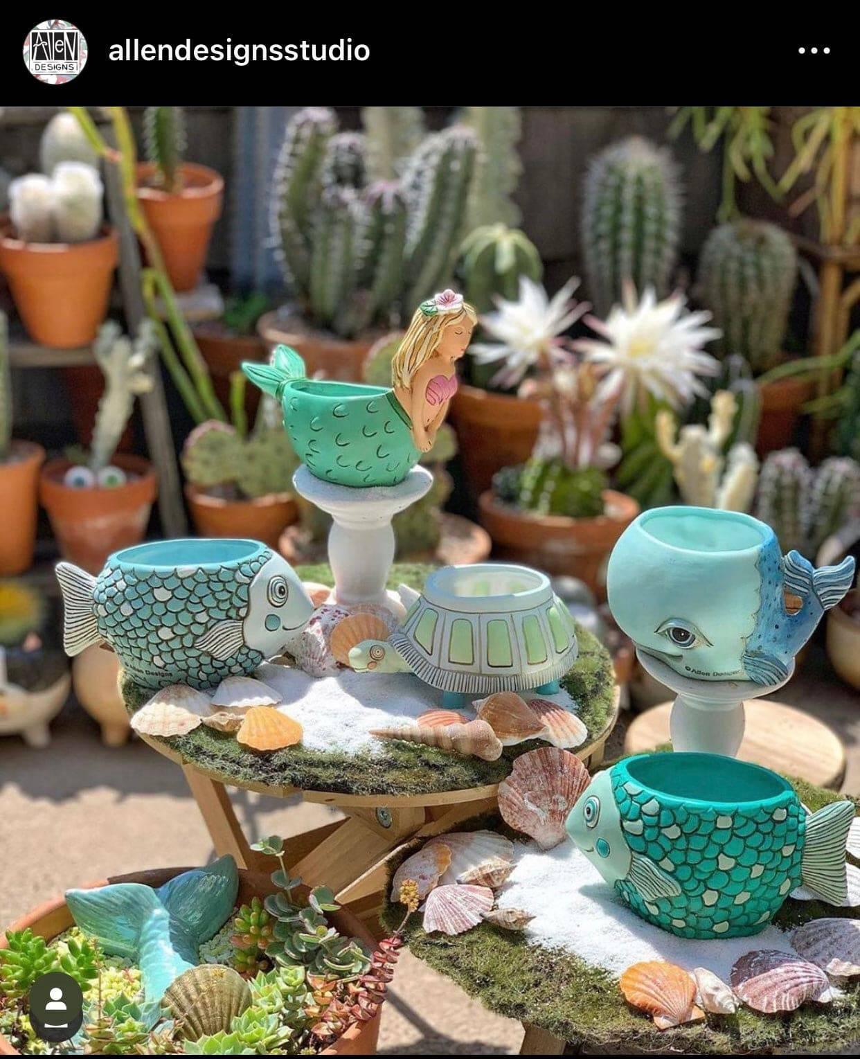 Fish Teal Funky Pot Planter Plant Small - The Renmy Store Homewares & Gifts