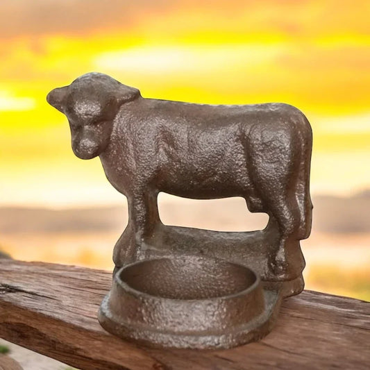 Candle Holder Cow Rustic Cast Iron - The Renmy Store Homewares & Gifts