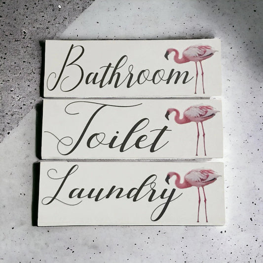Pink Flamingo Toilet Laundry Bathroom Door Sign - The Renmy Store Homewares & Gifts