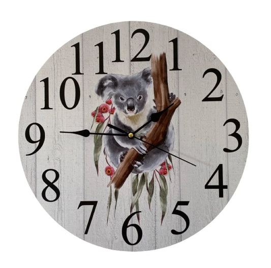 Clock Wall Wooden Koala 30cm or 60cm Aussie Made - The Renmy Store Homewares & Gifts