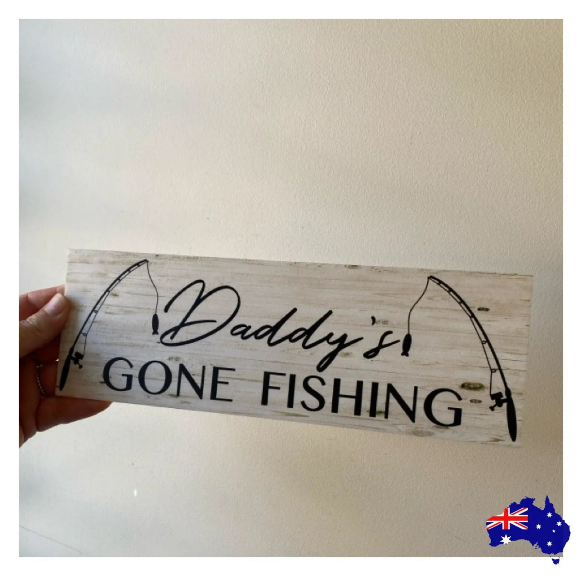 Gone Fishing Rustic Personalised Custom Sign - The Renmy Store Homewares & Gifts