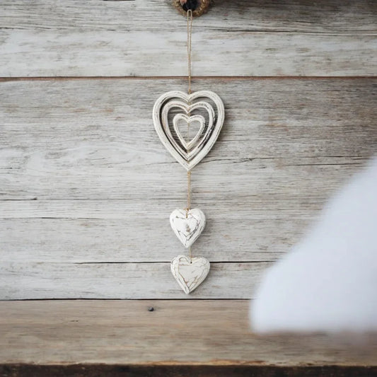 Heart Hanging Wooden 3 Hearts