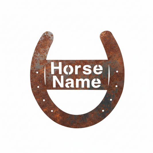 Custom Horseshoe Sign | Horse Stall & Property Rusty Metal Aussie Made