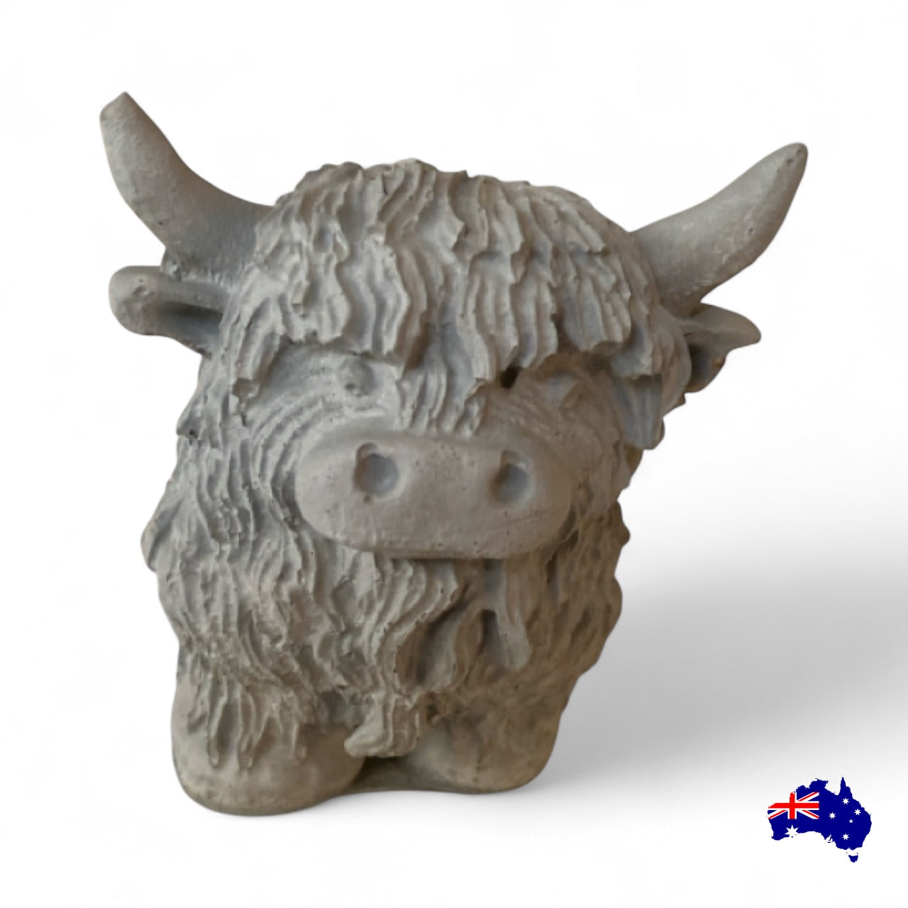 Highland Cow Set of 2 Aussie Handmade Concrete Country Decor
