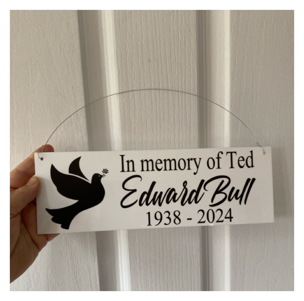 Memorial In Memory Of Dove Acrylic Sign | Personalised Sympathy Remembrance Tribute | Australian Made