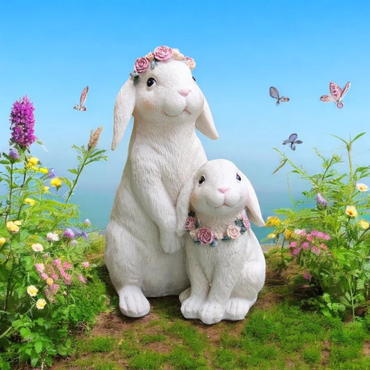 Rabbit Bunny French Provincial Mother Baby Ornament - The Renmy Store Homewares & Gifts