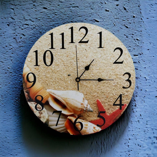 Clock Wall Ocean Beachside Shell Aussie Made - The Renmy Store Homewares & Gifts