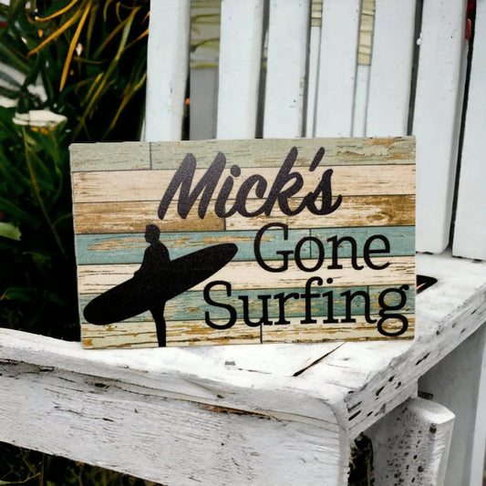 Gone Surfing Beach House Custom Blue Sign - The Renmy Store Homewares & Gifts