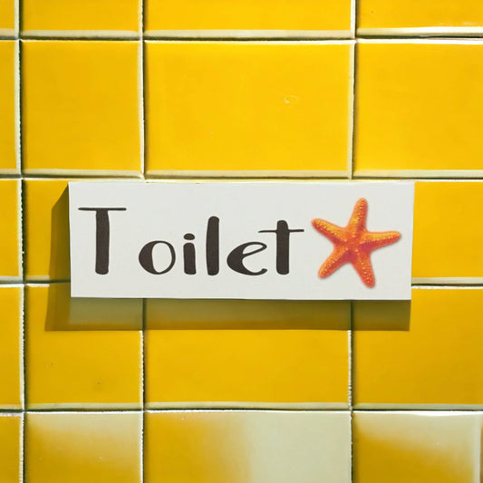 Starfish Orange Beach Door Sign Toilet Laundry Bathroom - The Renmy Store Homewares & Gifts