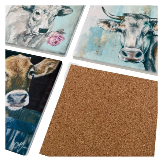 Coasters Set of 4 Country Cow - The Renmy Store Homewares & Gifts