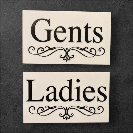 Toilet Door Ladies Gents White Elegance Sign - The Renmy Store Homewares & Gifts