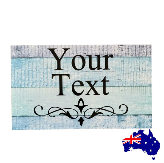 Custom Personalised Blue Aqua Timber Wood Sign - The Renmy Store Homewares & Gifts