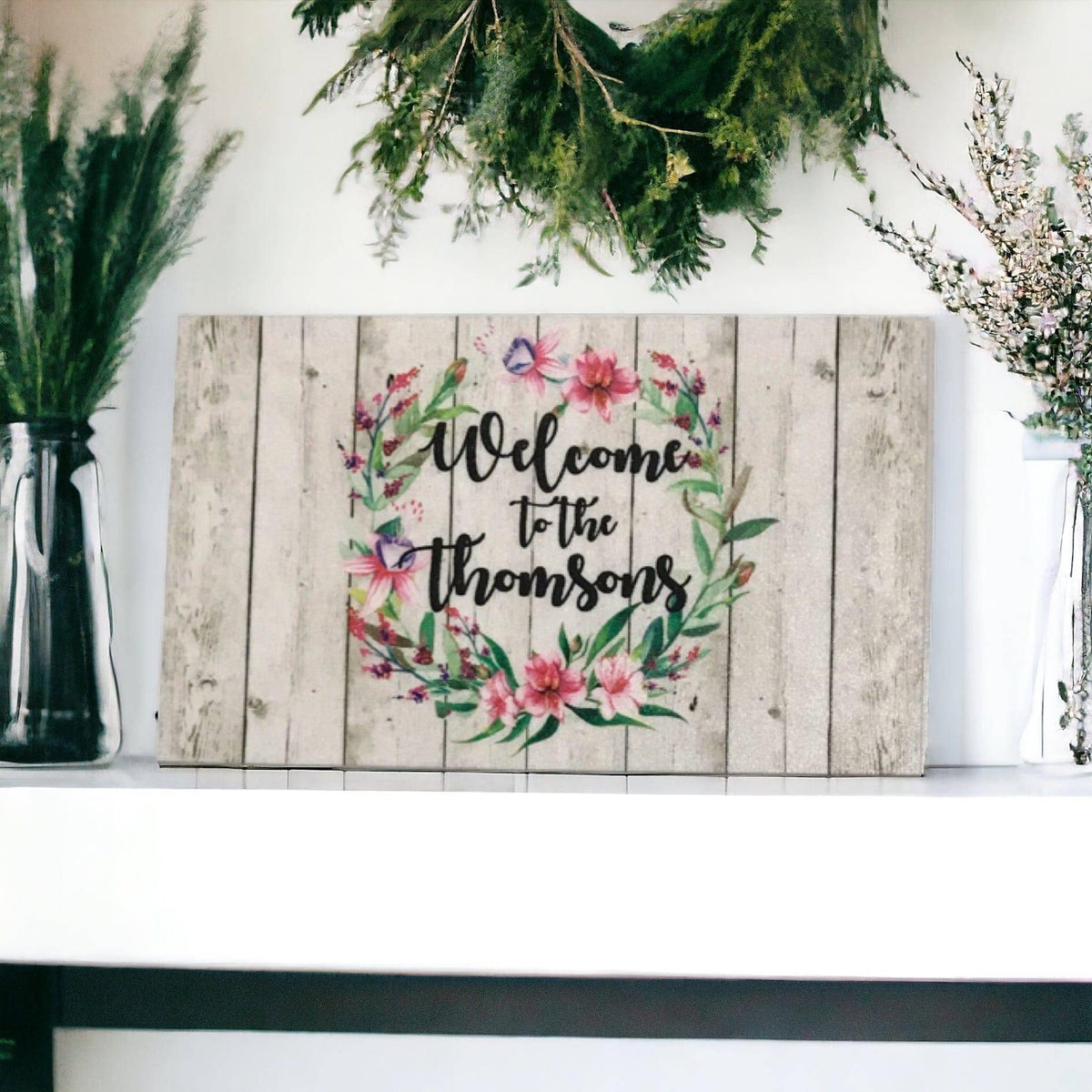 Welcome Custom Personalised Family Floral Sign - The Renmy Store Homewares & Gifts
