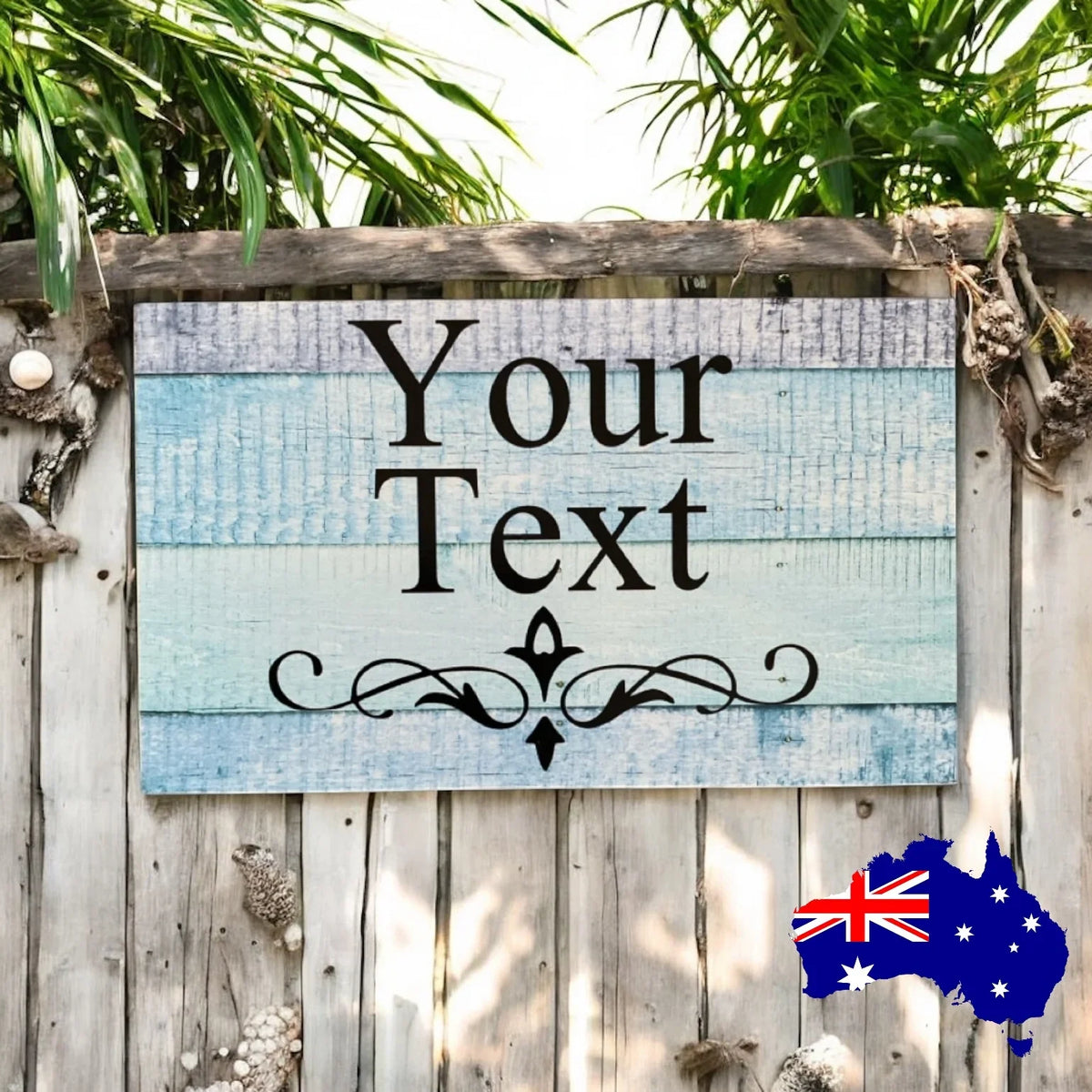 Custom Personalised Blue Aqua Timber Wood Sign - The Renmy Store Homewares & Gifts