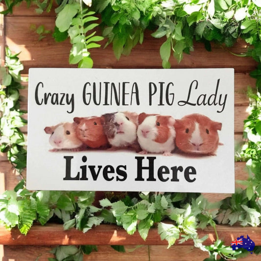 Crazy Guinea Pig Lady Lives Here Sign - The Renmy Store Homewares & Gifts