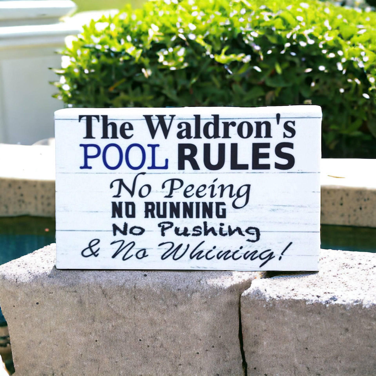 Pool Rules Custom Name Sign - The Renmy Store Homewares & Gifts