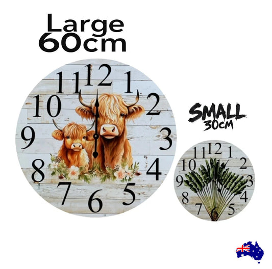 Clock Wall Tropical Beach 30cm 60cm Aussie Made