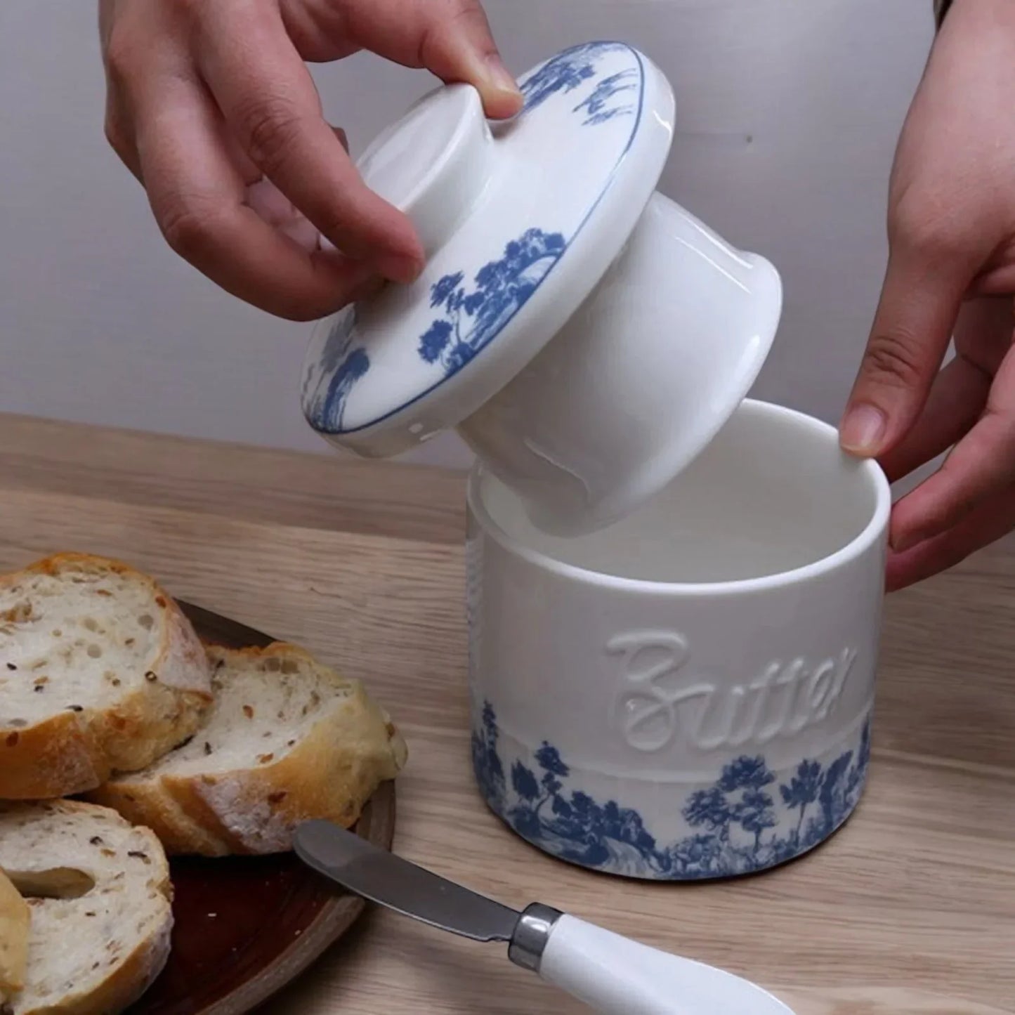 Butter Crock French Provincial Blue - The Renmy Store Homewares & Gifts