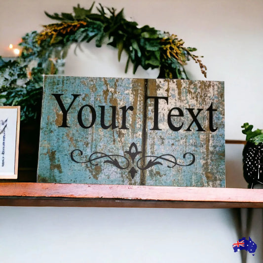 Custom Personalised Aqua Timber Look Sign - The Renmy Store Homewares & Gifts