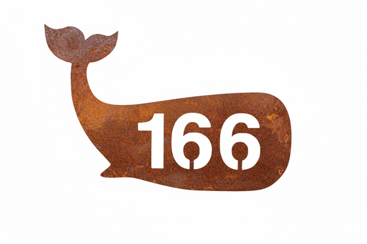 Whale House Number Sign Custom Coastal Metal - Aussie Made