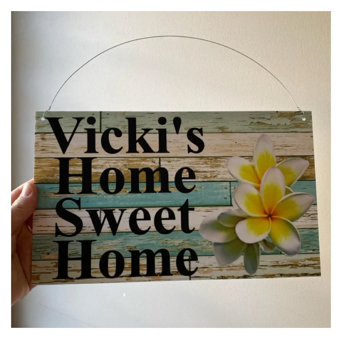 Frangipani Custom Personalised Blue Sign - The Renmy Store Homewares & Gifts