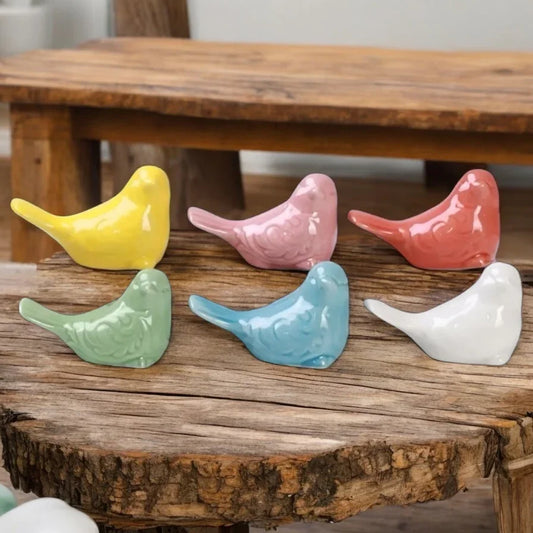 Bird Yellow Pink Blue White Green Ceramic Ornaments - The Renmy Store Homewares & Gifts