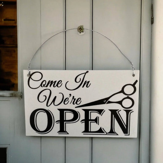 Open Closed Hairdresser Barber Shop Hanging Sign - The Renmy Store Homewares & Gifts