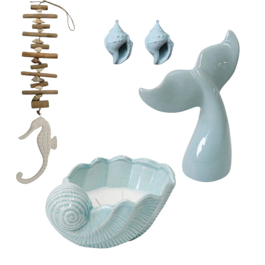 Shell Candle Whale Seahorse Shells Gift - The Renmy Store Homewares & Gifts