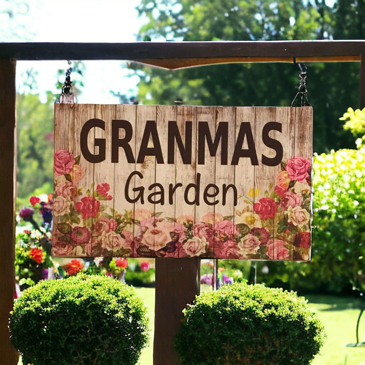 Granmas Garden Floral Rose Sign - The Renmy Store Homewares & Gifts