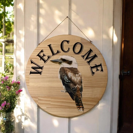 Welcome Kookaburra Bird Wood Sign - The Renmy Store Homewares & Gifts