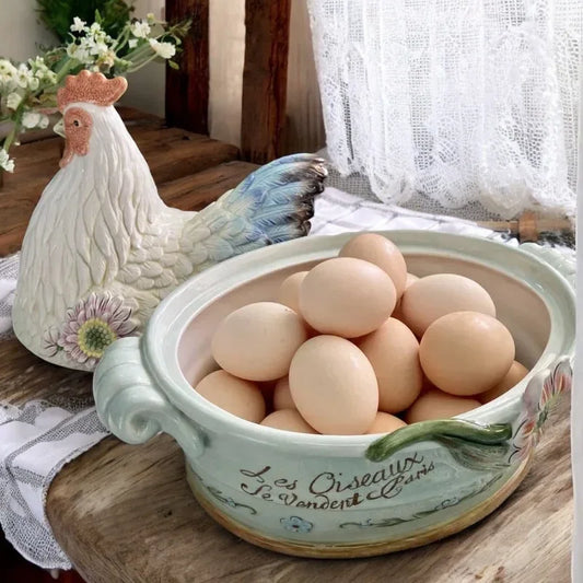 Chicken French Vintage Egg or Fruit Decor Ceramic