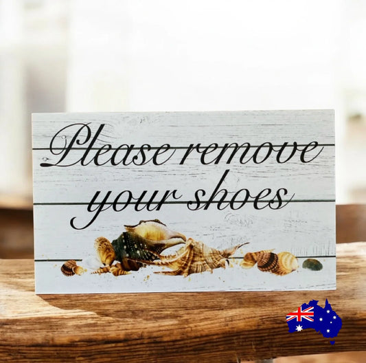 Please Remove Your Shoes Coastal Shells Sign - The Renmy Store Homewares & Gifts