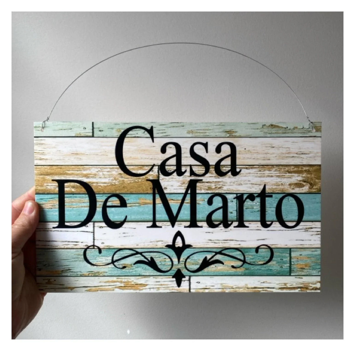 Custom Personalised Blue Timber Look Sign - The Renmy Store Homewares & Gifts