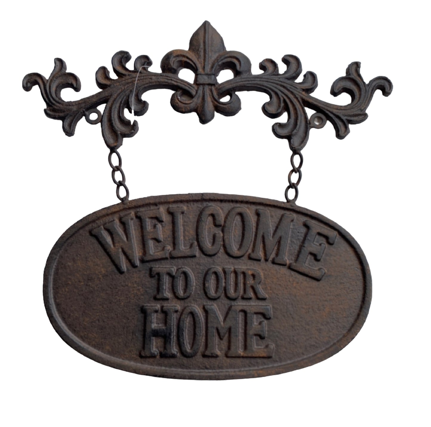 Welcome To Our Home Iron Decorative Fleur Sign - The Renmy Store Homewares & Gifts 